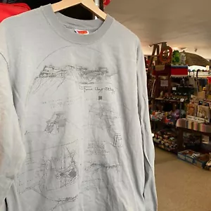 1990s Vintage FRANK LLOYD WRIGHT Long Sleeve T-Shirt Architecture Blueprint Tee - Picture 1 of 7