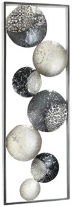 Wandbild Wanddekoration SLICES aus Metall Kreise und Ornamente weiß grau silber - Bild 1 von 7