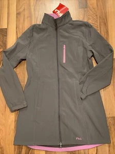 FILA Women's (Size: Medium) Venture Long Bonded Full Zip Jacket Coat, Gray/Pink - Picture 1 of 22