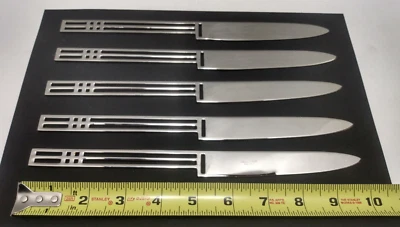 Cuchillos sólidos franceses Sasaki Windows 18/8 acero inoxidable patino/lobo, 5 piezas, usados Foto 1 de 3