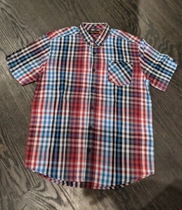 EUC Ben Sherman Red Blue Black White Checked Shirt size 10-11 - Picture 1 of 3