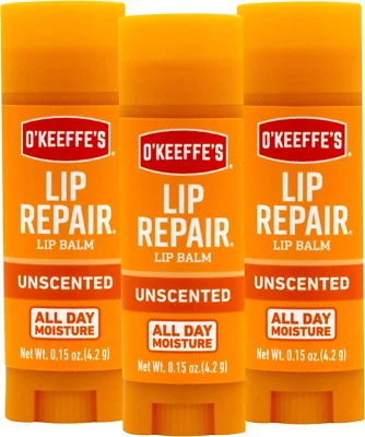 Bálsamo labial sin perfume O'Keeffe's Lip Repair para labios secos y agrietados - Stick (paquete de 3) Foto 1 de 4