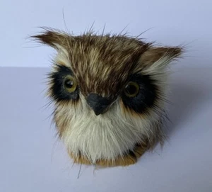 CUTE LITTLE VINTAGE RETRO FUR OWL ORNAMENT FIGURE - Picture 1 of 5