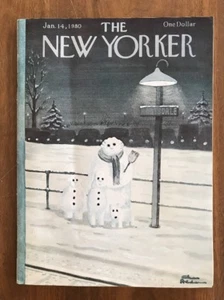 1980 January 14 The New Yorker Magazine Snowman Family - Imagen 1 de 2