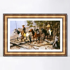 Prospección de lona enmarcada para cordillera de ganado, 1889 por Frederic Remington - Imagen 1 de 16