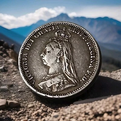 1891 Great Britain Silver 3 Pence Coin Circulated Threepence Victoria Old Head - Image 1 of 4