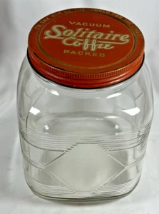 VTG Large Hazel Atlas Diamond Square Solitaire Glass Coffee Jar Advertising - Picture 1 of 6