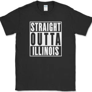Straight Outta illinois T-Shirt Funny State IL Humor Gift Novelty Text Tee - Bild 1 von 10