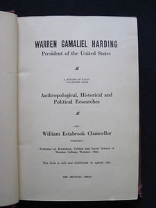 BANNED STUDY of U.S. PRESIDENT WARREN G HARDING'S RACIAL HERITAGE - 1st EDITION - Picture 1 of 10