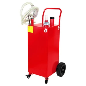 30 Gallon Fuel Gas Caddy Diesel Oil Transfer Tank 4 Wheels Portable with Pump - Picture 1 of 10