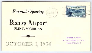Oktober 1934 Brief Bishop Airport formelle Eröffnung Flint Michigan CV42 - Bild 1 von 2