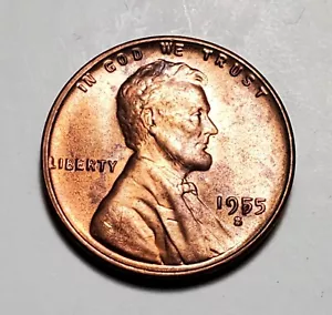 1955 S LINCOLN WHEAT PENNY UNC FILLED 5 CUD ERROR #C6026 - Picture 1 of 3