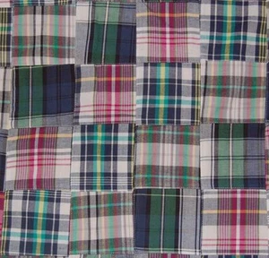 Three Chickadees Patchwork Madras Fabric from India ~ Coastal Maine - Picture 1 of 1