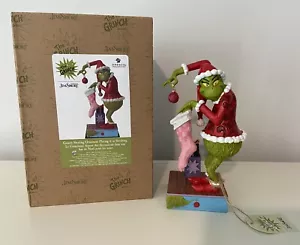 Jim Shore Grinch Stealing Ornament Placing it in Stocking Figurine 6010781 New - Picture 1 of 24