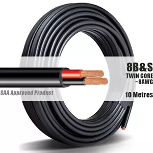 TWIN CORE WIRE 8 B S 8B&S 8BS 10M Meter 2 CORE AUTOMOTIVE BATTERY STARTER CABLE - Picture 1 of 8