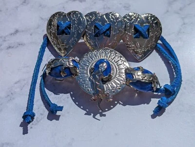 Lote de 2 pasadores de pelo vintage de metal tono plata ornamentados suroeste  Foto 1 de 4