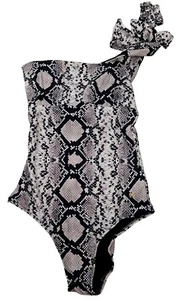 KURT GEIGER Bandeau One Piece Swimming Costume Snake Print S/M UK 8/10 MRRP £55 - Picture 1 of 7