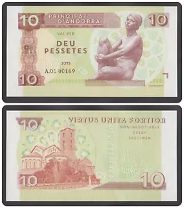 🔴ANDORRA 10 Pessetes 2015 UNC M.Gabris private issue 🔴Only 600 pcs printed🔴 - Picture 1 of 3