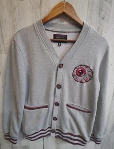 Mishka NYC Cardigan Sweatshirt Men's Medium Gray МИШКА Embroidered Logo - Picture 1 of 10