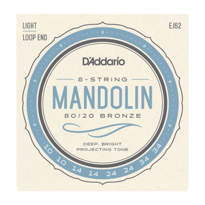 D'Addario EJ62 Mandolin 80/20 Bronze Light J62 Strings 10-34