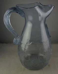 Wheaton Village Dichroic Crackle Glass Pitcher Applied Handle Blue Purple - Picture 1 of 8
