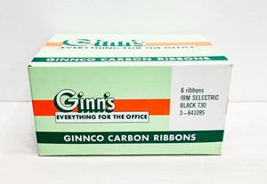 RARE GINNCO Carbon Ribbon IBM Selectric Typewriter Black Box of 6 -T30 #3-641095 - Picture 1 of 4