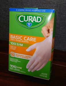 CURAD Basic Care Vinyl Untersuchungshandschuhe, Größe Small & Medium / 100 Handschuhe ** VERSIEGELT - Bild 1 von 6