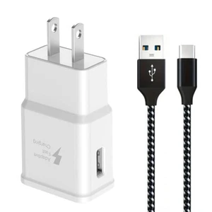 Adaptive Fast Charging Type C Cable + Wall/Travel Charger Adapter USB-C Cord  - Picture 1 of 21