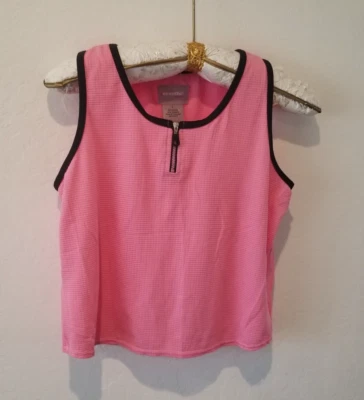 Camiseta sin mangas Bolle Sport para mujer grande cuello redondo sin mangas 1/4 cremallera acanalada rosa Foto 1 de 4