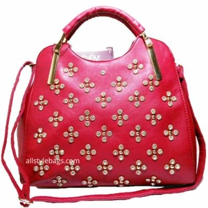 Designer inspired burgundy red LOEM Polka Flora Rhinestone Shoulder bag handbag - Picture 1 of 12