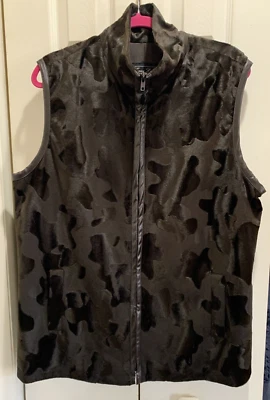 Chaleco Terry Lewis Clásico Lujos Marrón Imitación Piel y Cuero Sintético Borde Cremallera Talla L Foto 1 de 3