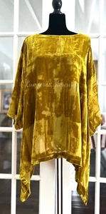 $2500 NUEVO SIN ETIQUETAS ESKANDAR 1 O/S LARGO TERCIOPELO BURNOUT TÚNICA CAMISA TOP INGLATERRA mostaza - Imagen 1 de 8