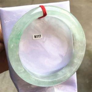 65MM Natural Icy Green Jadeite Jade Bracelet Burma Jadeite Jade Big Bangle - Picture 1 of 16