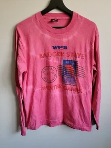 Vintage WPS Badger State Winter Games 1993 Pink Long Sleeve Size Large - Picture 1 of 8