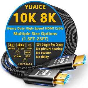 10ft 10K 8K Braided HDMI Cable 2.1 High-Speed HDMI Cord 48Gbps HDR Support - Picture 1 of 12