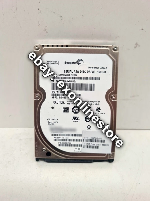 483186-001 - HP 160GB 2.5" 7.2KRPM SATA HDD - Image 1 of 1