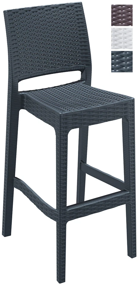 Outdoor Barhocker JAMAICA Kunststoff, Design Rattan Optik, Hocker Sitzhöhe 75 cm - Bild 1 von 1