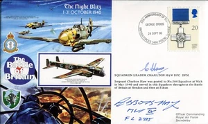 WW2 RAF Batalla de Gran Bretaña 504 Escuadrón As Charlton Haw DFC Cubierta firmada - Imagen 1 de 1