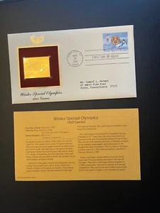 Scott 2142 winter special olympic 1985 replica 22 kt Gold Stamp FDC - Picture 1 of 1