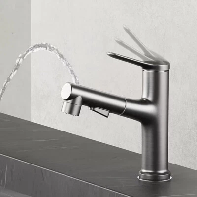 Sink Basin Tap Kitchen Bathroom Pull Out Taps Hotel Faucet 360° Rotatable Faucet - Image 1 of 4
