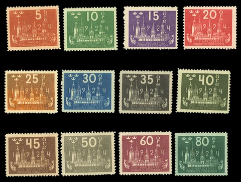 Sweden #197-208 MNH CV$520.00 1924 5o-80o CONGRESS Cover