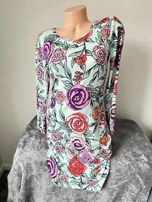 Vestido Lularoe Debbie Rosa Floral Mujer S Costero Pastel Largo SL Elastizado Primavera Foto 1 de 4
