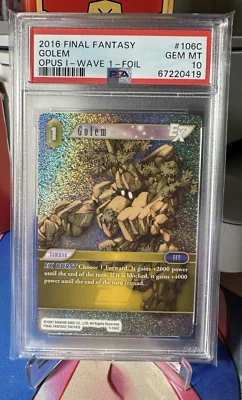 2106 Final Fantasy TCG Opus I Wave 1 Golem Foil 1-106C PSA 10 Gem Mint - Image 1 of 3