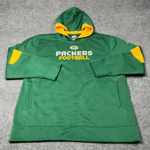 Green Bay Packers NFL Reebok Hoodie Mens 2XL Green Sweatshirt Sideline Pullover - Picture 1 of 13