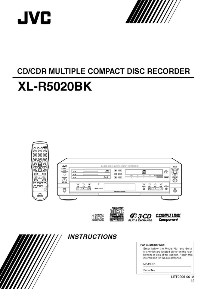 Grabadora de CD para propietarios JVC XL-R5020BK manual de instrucciones reimpresión Foto 1 de 1