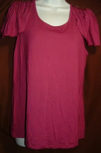 NEW MARC BOUWER FLUTTER CAP SLEEVES SEQUIN SHOULDER ACCENT TOP S - Picture 1 of 2