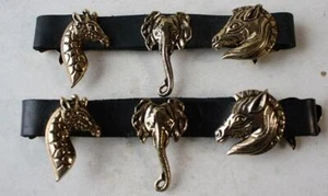 Dschungel Tier Leder Metall Stiefel Riemen Druckknöpfe Steampunk Elefant Zebra Gepard - Bild 1 von 1