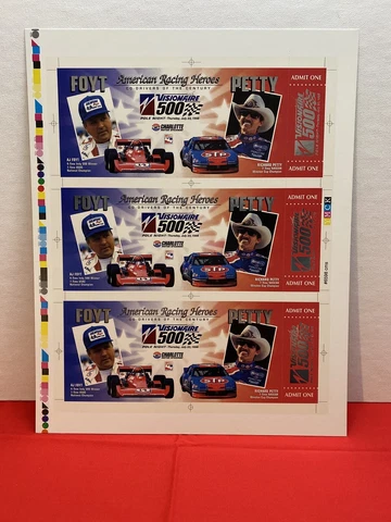 Vintage 1998 Visionaire 500 Pole Night Ticket Uncut Sheet Foyt Petty Cover