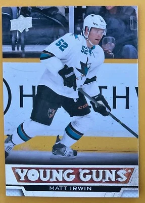 2013-14 MATT IRWIN UPPER DECK SERIES 2 YOUNG GUNS SP ROOKIE CARD #496 SHARKS - Image 1 of 2