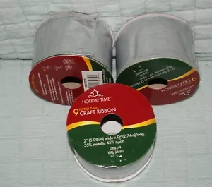 Lot of 3 Silver Metallic Ribbon 2" wide x 27 Feet Craft NEW Fast Shipping - Picture 1 of 2